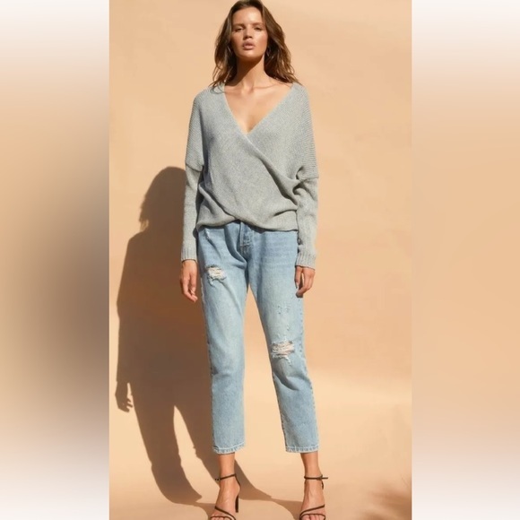 SNDYS Grey Double Cross Knit Jumper Pullover - Picture 3 of 7